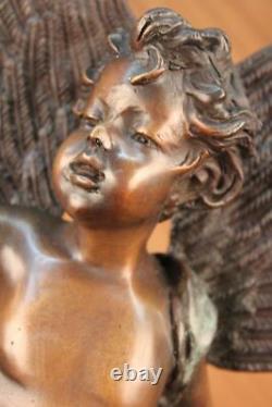 Signé Valentine Jour Cupidon Bronze Sculpture Statue Sur Marbre Base Hot Cadeau