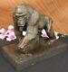 Signé Vobisova Femelle Gorilla Bronze Marbre Sculpture Hot Fonte Art Déco Figure