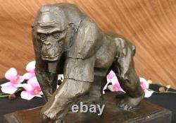 Signé Vobisova Femelle Gorilla Bronze Marbre Sculpture Hot Fonte Art Déco Figure
