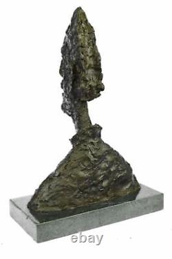 Signée Abstrait Homme Buste Art Déco Marbre Sculpture Grand Tête Bronze Figurine