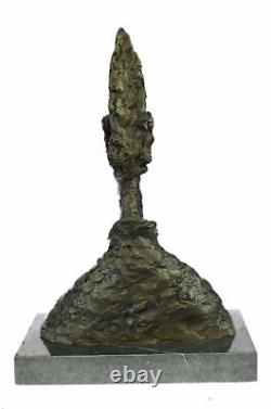 Signée Abstrait Homme Buste Art Déco Marbre Sculpture Grand Tête Bronze Figurine