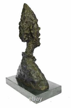 Signée Abstrait Homme Buste Art Déco Marbre Sculpture Grand Tête Bronze Figurine