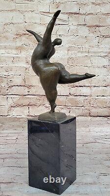 Signée Abstrait Prima Ballerine Après Botero Bronze Marbre Base Sculpture Figure
