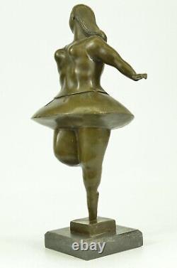Signée Abstrait Prima Ballerine Après Botero Bronze Marbre Sculpture Figurine
