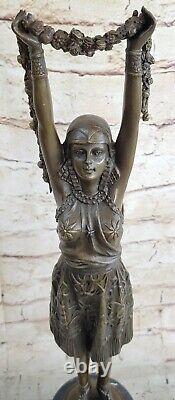Signée Art Déco Chiparus Érotique Danseuse Marbre Affaire Bronze Statue Solde