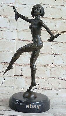 Signée Art Déco Chiparus Ventre Danseuse Bronze Marbre Sculpture Figurine Statue