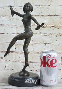 Signée Art Déco Chiparus Ventre Danseuse Bronze Marbre Sculpture Figurine Statue