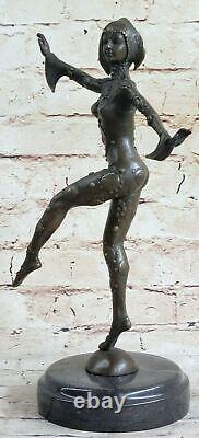 Signée Art Déco Chiparus Ventre Danseuse Bronze Marbre Sculpture Figurine Statue