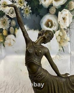 Signée Art Déco Chiparus Ventre Danseuse Bronze Marbre Sculpture Statue