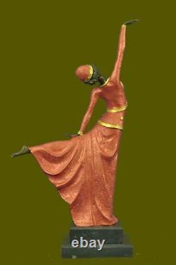 Signée Art Déco Chiparus Ventre Danseuse Bronze Marbre Sculpture Statue Figurine