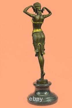 Signée Art Déco Chiparus Ventre Danseuse Marbre Affaire Bronze Sculpture Statue