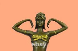 Signée Art Déco Chiparus Ventre Danseuse Marbre Affaire Bronze Sculpture Statue