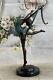 Signée Artisanal Bronze Statue Art Déco Gymnaste Sculpture Sur Marbre Base