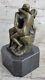 Signée Augustine Rodin The Bisou Bronze Sculpture Statue Marbre Figurine Base Nu