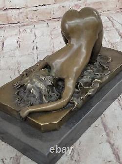 Signée Bronze Érotique Sculpture Art Déco Chair Figurine Statue Marbre Base