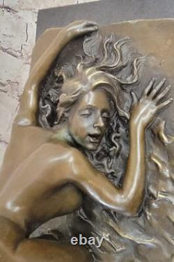 Signée Bronze Érotique Sculpture Art Déco Chair Figurine Statue Marbre Base De