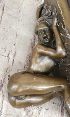 Signée Bronze Érotique Sculpture Art Déco Chair Figurine Statue Marbre Base De