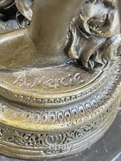Signée Bronze Marbre Statue Donatello David Slaying GOLIATH Mâle Chair Classique
