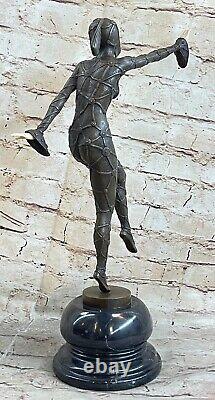 Signée Bronze Sculpture Art Très Détaillé D Chiparus Statue Sur Marbre