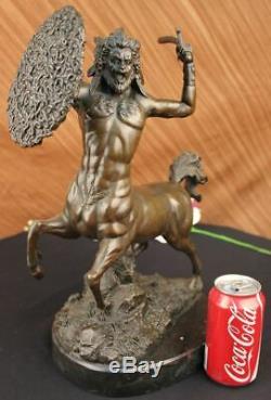 Signée Bronze Sculpture Mythologie Art Centaure Très Détaillé Statue Sur Marbre