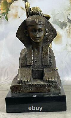 Signée Bronze Sculpture Sphinx Chair Nymphe Mythologie Statue Sur Marbre Figure