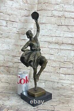 Signée Bruno Zach Bondissant Danseuse Bronze Marbre Sculpture Statue Figurine
