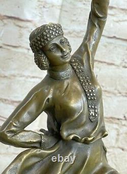 Signée Bruno Zach Bondissant Danseuse Bronze Marbre Sculpture Statue Figurine