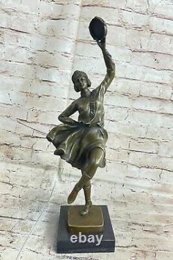 Signée Bruno Zach Bondissant Danseuse Bronze Marbre Sculpture Statue de Figurine