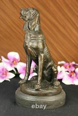 Signée Cain Bloodhound Bronze Marbre Sculpture Animal Chien Figurine Homme ` S