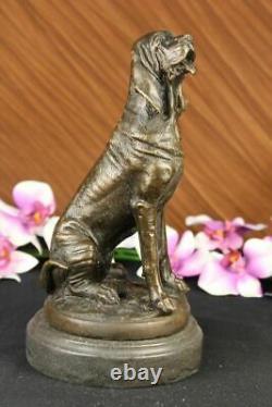 Signée Cain Bloodhound Bronze Marbre Sculpture Animal Chien Figurine Homme ` S