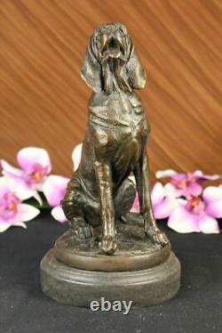 Signée Cain Bloodhound Bronze Marbre Sculpture Animal Chien Figurine Homme ` S