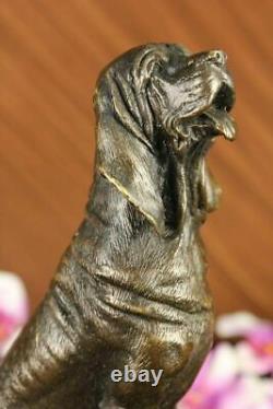 Signée Cain Bloodhound Bronze Marbre Sculpture Animal Chien Figurine Homme ` S