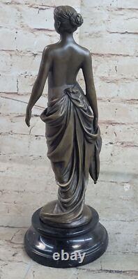 Signée Cesaro Français Artiste Chair Fille Bronze Art Déco Marbre Fonte