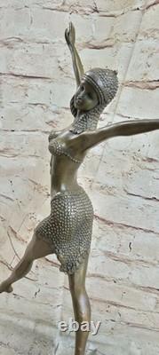Signée Chair Danseuse Solide Bronze Sculpture Statue Figurine Marbre Cadeau Art