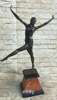 Signée Charmant Gypsy Danseuse Bronze Marbre Statue Sculpture Figurine Mode' Art
