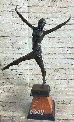 Signée Charmant Gypsy Danseuse Bronze Marbre Statue Sculpture Figurine Mode Art