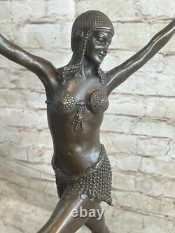 Signée Charmant Gypsy Danseuse Bronze Marbre Statue Sculpture Figurine Mode' Art