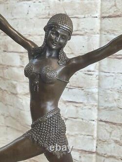 Signée Charmant Gypsy Danseuse Bronze Marbre Statue Sculpture Figurine Mode Art