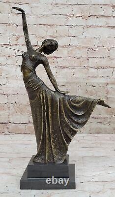 Signée Chiparus Charmant Danseuse Bronze Marbre Statue Sculpture 17 Figurine
