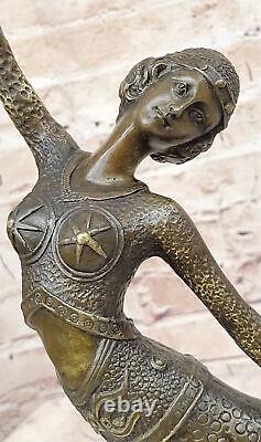 Signée Chiparus Charmant Danseuse Bronze Marbre Statue Sculpture 17 Grand