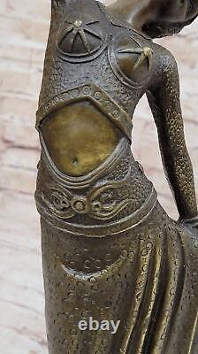 Signée Chiparus Charmant Danseuse Bronze Marbre Statue Sculpture 17 Grand