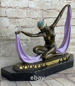 Signée Chiparus Charmant Danseuse Bronze Marbre Statue Sculpture Or 10