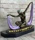 Signée Chiparus Charmant Danseuse Bronze Marbre Statue Sculpture Or 10