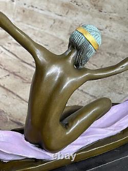 Signée Chiparus Charmant Danseuse Bronze Marbre Statue Sculpture Or 10 Ouvre