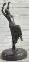 Signée Chiparus Érotique Pose Danseuse Bronze Sculpture Statue Marbre Base
