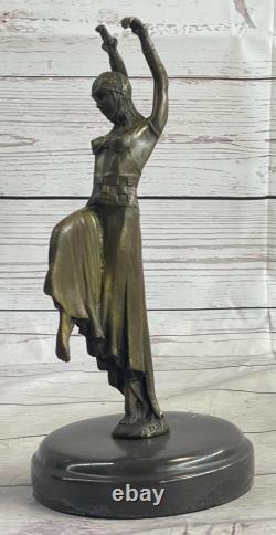 Signée Chiparus Érotique Pose Danseuse Bronze Sculpture Statue Marbre Base