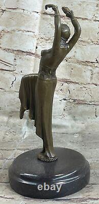 Signée Chiparus Érotique Pose Danseuse Bronze Sculpture Statue Marbre Base Ouvre