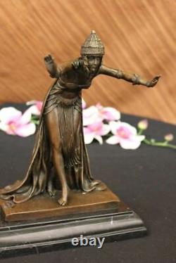 Signée D. H Chiparus, Bronze Art Déco Danseuse Sculpture Nouveau Marbre Figurine