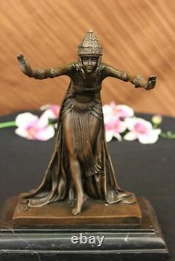 Signée D. H Chiparus, Bronze Art Déco Danseuse Sculpture Nouveau Marbre Figurine