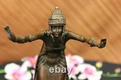 Signée D. H Chiparus, Bronze Art Déco Danseuse Sculpture Nouveau Marbre Figurine